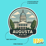 Augusta Maine Sticker | Augusta Travel Decal | Maine Illustration Sticker