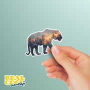 Tiger Sticker | Tiger Running Decal | Double Exposure Tiger Sticker