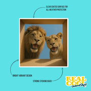 Lion Sticker | Lion Stickers | Lion Decal | Lion Couple in a Box Sticker