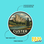 Custer South Dakota Sticker | Custer Travel Decal | South Dakota Illustration Sticker