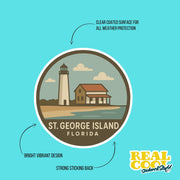 St George Island Florida Sticker | St George Island Travel Decal | Florida Illustration Sticker